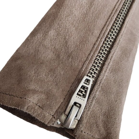 Blank NYC  Leather Moto Jacket  Suede Tan Beige Size XS with belt & zippers - Picture 13 of 16